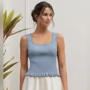 NWT Chambray Lettuce Edge Tank